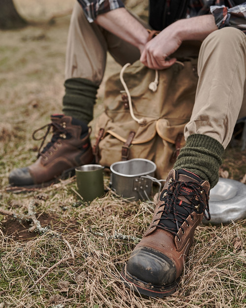 Hoggs of Fife Artemis Safety lace up boots, men's steel toe cap work boots in brown
