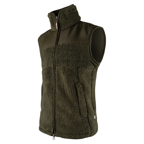 Jack Pyke Sherpa Fleece Gilet, men's deep pile fleece waistcoat in dark green