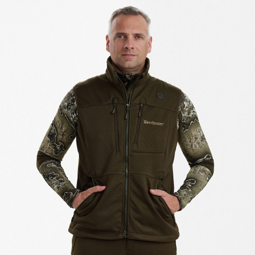 Deerhunter Excape Softshell Waistcoat in Art Green, men's soft shell gilet