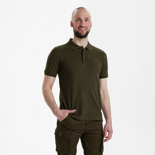 Deerhunter Harris Polo Shirt in green, men's sports polo shirt