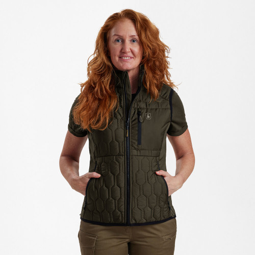 Deerhunter Lady Mossdale Quilted Waistcoat in green, women's quilted country gilet