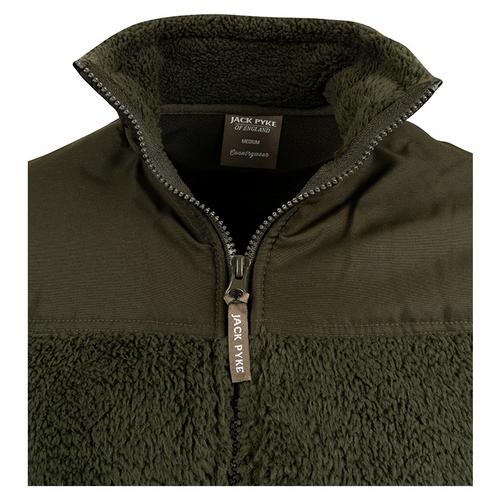 Jack Pyke Sherpa Fleece Jacket Gen2 New Model, men's green fleece fibre pile jacket