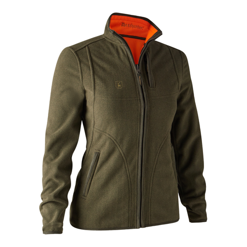 Deerhunter Lady Pam Bonded Fleece Reversible 5708 in green one side and high visibility orange on the other