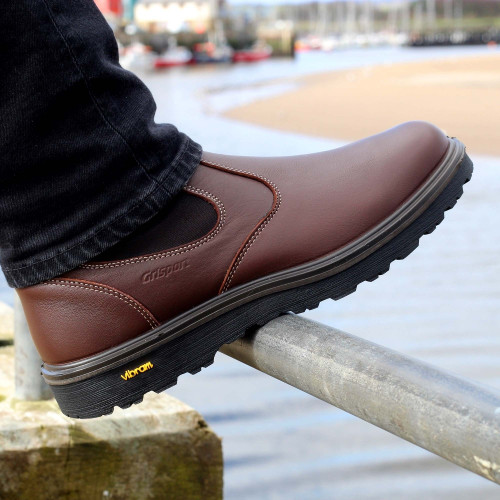 Grisport Crieff Slip On Boots, men's dealer boots in brown leather