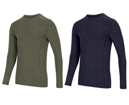 Hoggs of Fife 100% Merino Wool Crew Neck Long Sleeve Base Layer Top