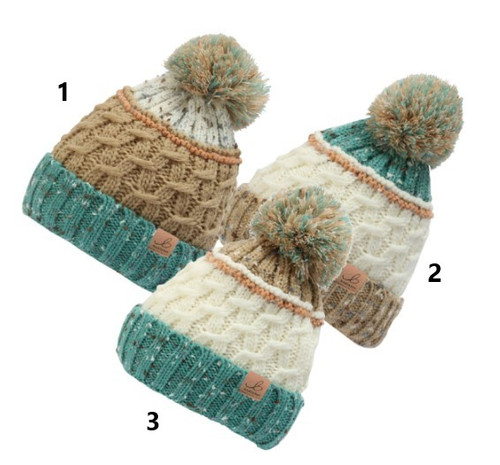 Bartleby Sherpa Fleece Lined Winter Bobble Hat Cable Knit