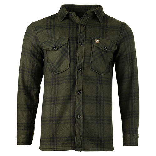 Jack Pyke Polar Fleece Shirt in Green Check, men's Fleece Country Shirt
