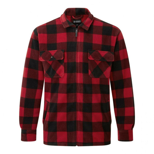 Fort Portman Shacket in red, men's fleece padded shirt in red check