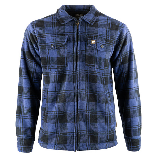 Jack Pyke Tundra Shirt in navy check, men's fleece lined check shirt