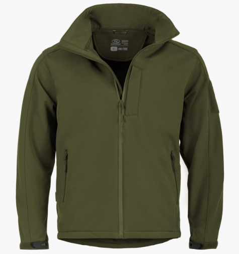 Highlander Odin softshell jacket olive. Men's water repellent jacket.