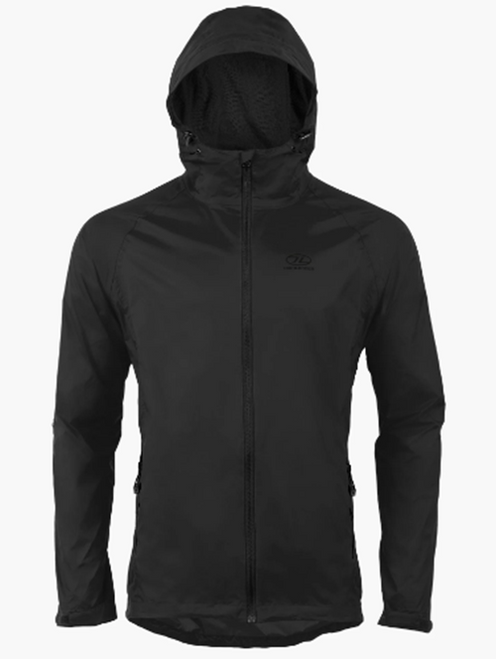Highlander Stow & Go Packaway Jacket Black JAC077 Waterproof Lightweight Outdoor