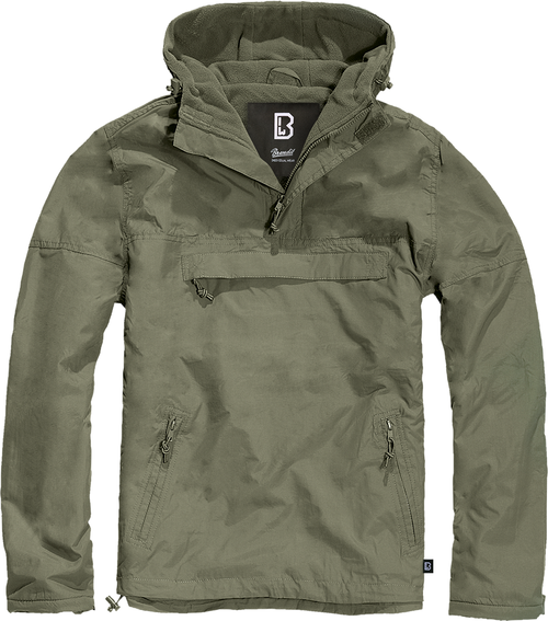 Brandit Windbreaker Smock 3001 in green, men's fleece lined pullover