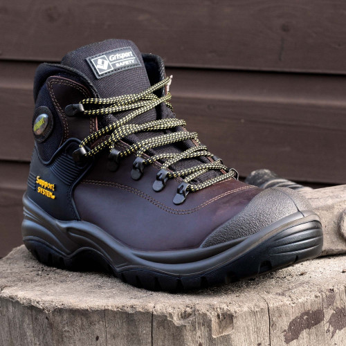 Grisport Contractor S3 Safety Boots in brown, men's steel toe cap safety work boots