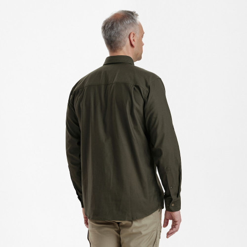 Deerhunter men's Matobo shirt 8980 in green, cotton blend shirt with hidden button down collar.