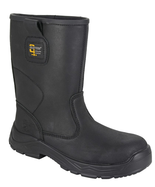 Grafters Waterproof Safety Rigger Boots in black, men's safety tow cap work boots