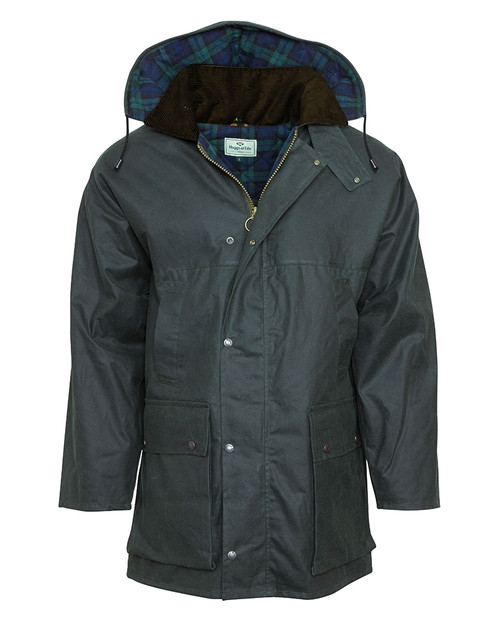 Hoggs of Fife Padded Wax Jacket in Olive, men's country wax jacket