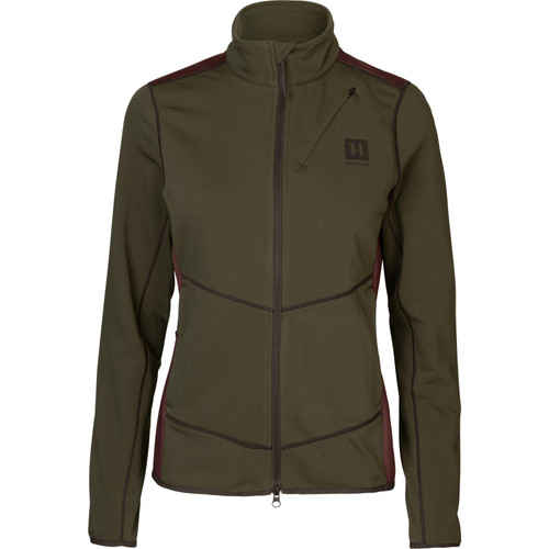 Harkila Lady Oda fleece jacket in Willow Green. Lightweight, breathable full zip fleece jacket.