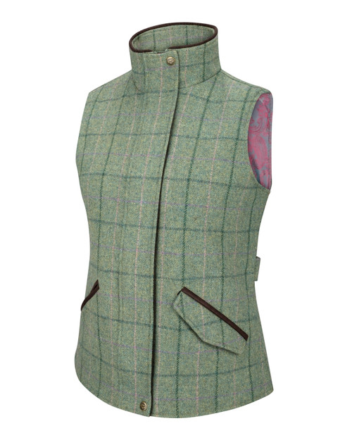 Hoggs Of Fife Ladies Roslin tweed waistcoat. Shooting gilet made with 100% lambswool.
