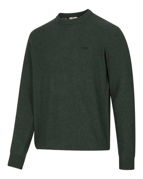 Hoggs of Fife Stonehaven Crew Neck Pullover Jumper in Green, men's country jumper