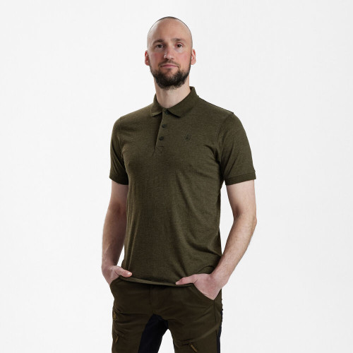 Deerhunter Gunnar Polo Shirt in Green, men's country polo shirt