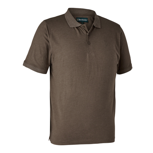 Deerhunter Gunnar Polo Shirt in Brown Leaf, men's country polo shirt