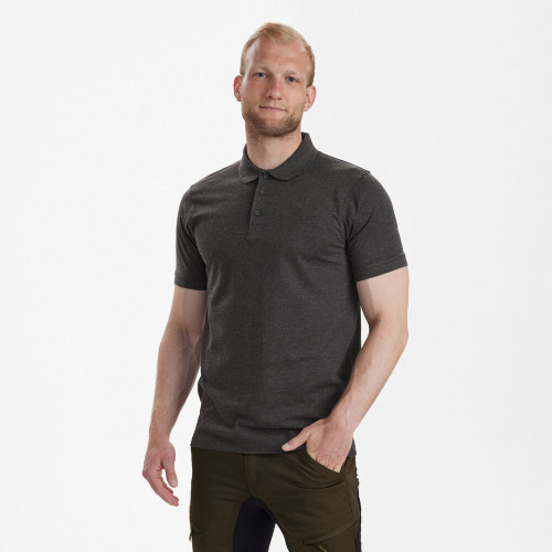 Deerhunter Gunnar Polo Shirt in Dark Grey, men's country polo shirt