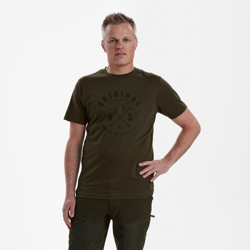 Deerhunter Nolan T Shirt in Green, men's short sleeve top for hunting