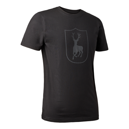 Deerhunter Logo T Shirt in black, men's short sleeve top for hunting