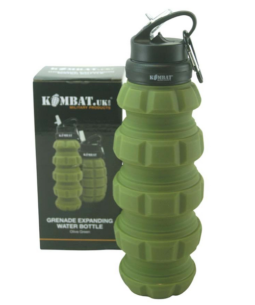 Kombat UK Grenade Expanding Water Bottle in green