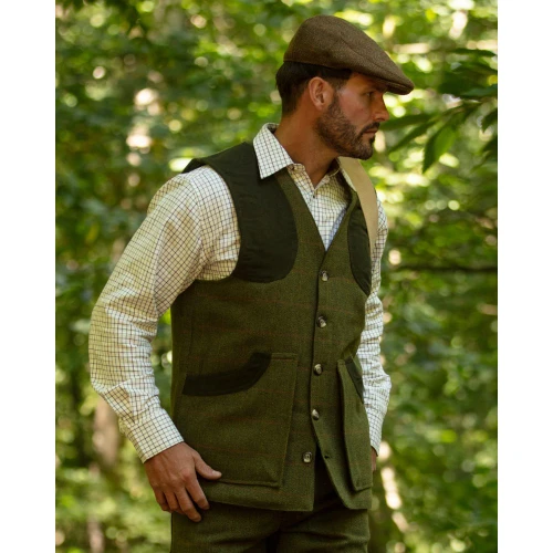 Walker & Hawkes Derby Tweed Winston Waistcoat in Dark Sage