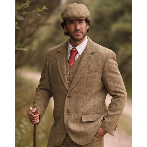 Walker & Hawkes Derby Tweed Windsor Blazer in Light Sage, Men's tweed country blazer