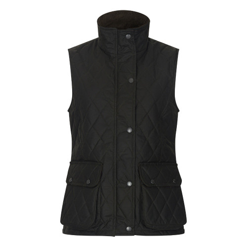 Walker & Hawkes Ladies Haxby Wax Diamond Quilted Gilet, women's wax waistcoat in green