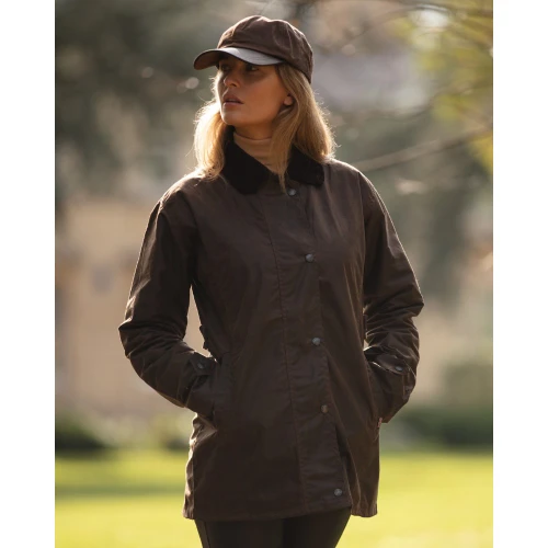 Walker & Hawkes Ladies Victoria Wax Jacket in Brown, women's wax country jacket