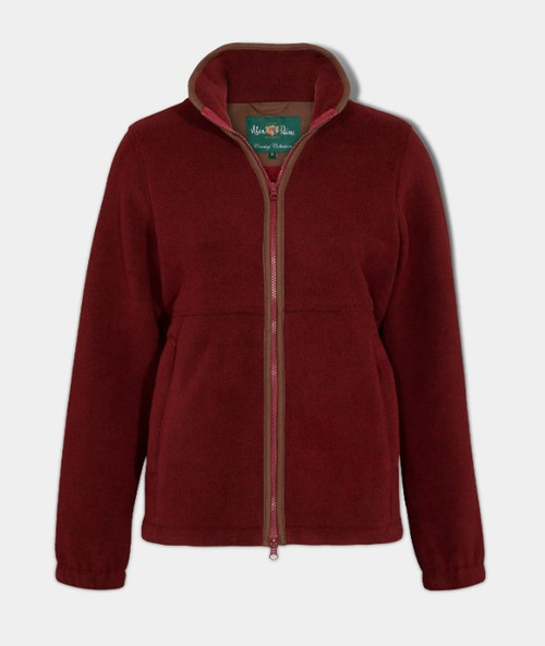 Alan Paine Ladies Aylsham Fleece Jacket Bloodstone, women's country fleece jacket in burgundy