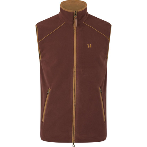 Harkila Sandhem 200 Fleece Waistcoat in Burgundy, men's fleece country waistcoat