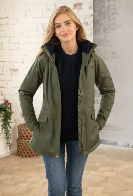 Lighthouse Ladies Kendal Raincoat in Forest, women's waterproof jacket in Green