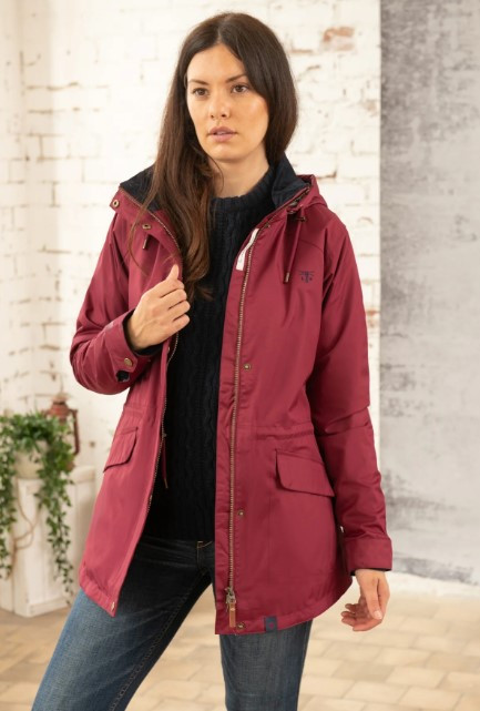 Lighthouse Ladies Kendal Raincoat in Berry, women's waterproof jacket in red
