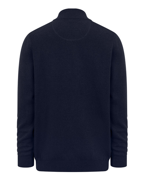 Hoggs of Fife Falkirk quarter zip pullover in blue, men's cotton country jumper
