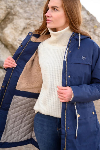 Lighthouse ladies Isobel Waterproof coat, women's three quarter length jacket with sherpa lining