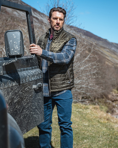 Hoggs of Fife Pitlessie Shirt in blue check, men's country check shirt