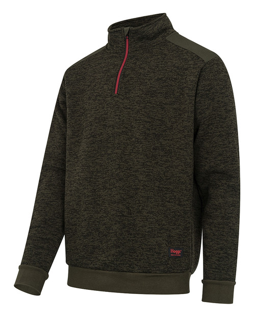 Hoggs of Fife Green King 2 quarter zip knit pullover in green