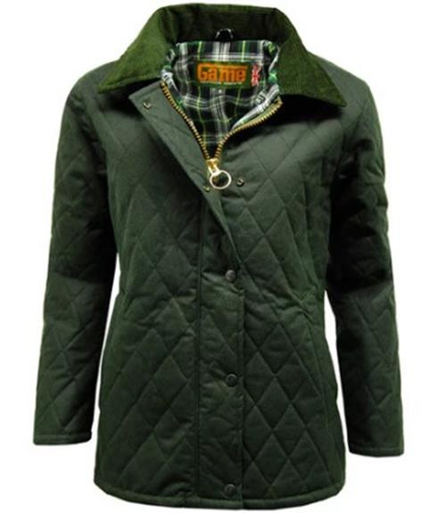 Game Ladies Zara Quilted Wax Jacket in green, women's country wax jacket