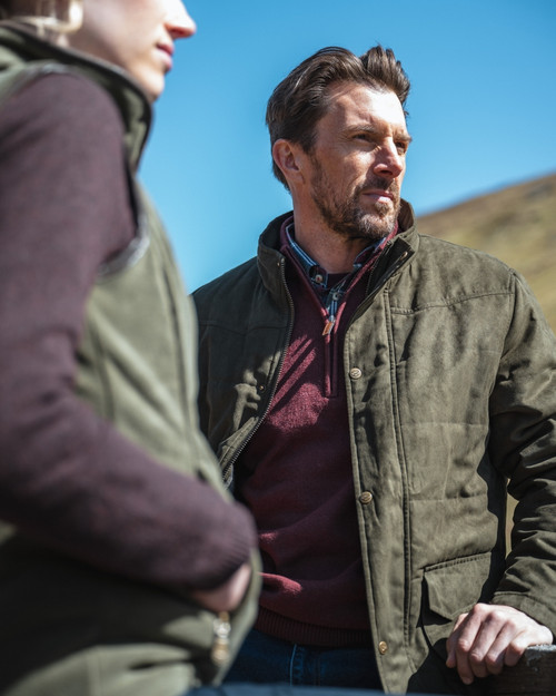 Hoggs of Fife Glenesk Quilted Jacket in green, men's quilted country jacket
