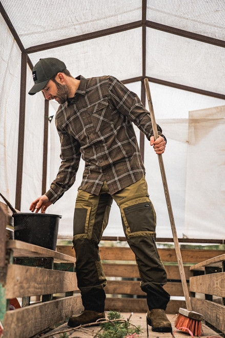 Seeland Glen Flannel Shirt in green check, men's cotton country check shirt