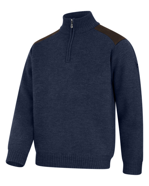 Hoggs of Fife Hebrides 2 Quarter Zip pullover, men's country jumper in blue