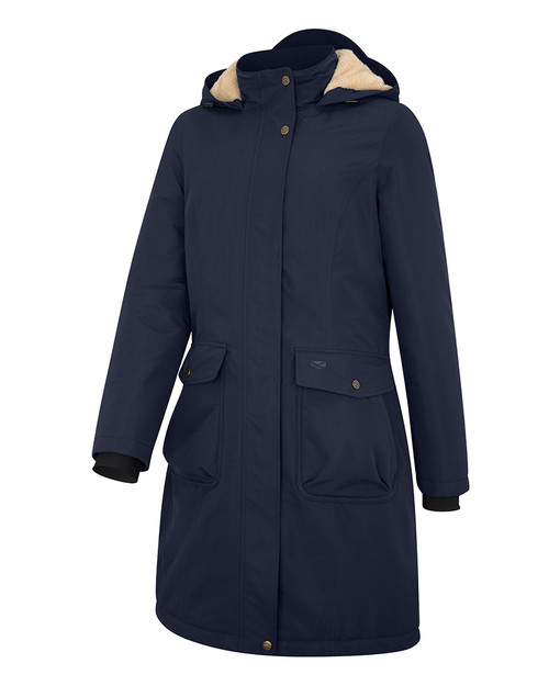 Hoggs of Fife Ladies Walker Long Coat in Ink Navy, Women's three quarter length waterproof jacket