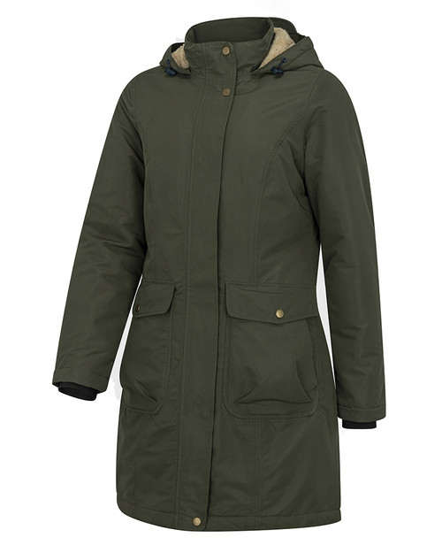 Hoggs of Fife Ladies Walker Long Coat in Fern Green, Women's three quarter length waterproof jacket
