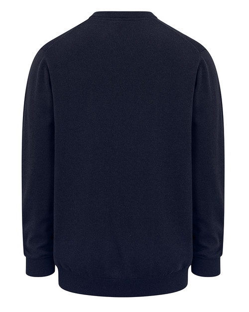 Hoggs of Fife Stirling II Pullover Jumper in Heather Blue, men's v neck country jumper