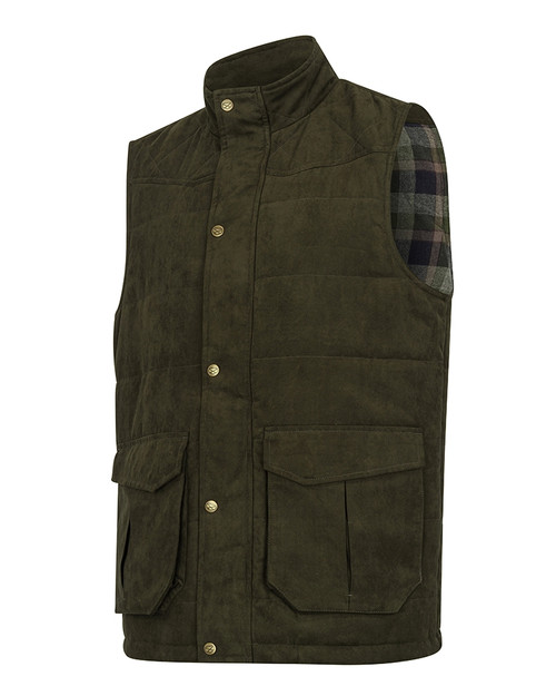 Hoggs of Fife Glenbervie Quilted Gilet, men's country quilted waistcoat in green
