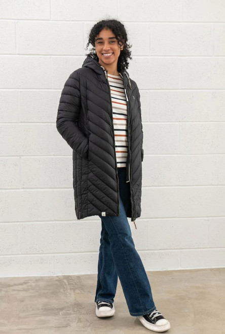 Lighthouse Ladies Laurel Coat in Black, women's three quarter length quilted jacket